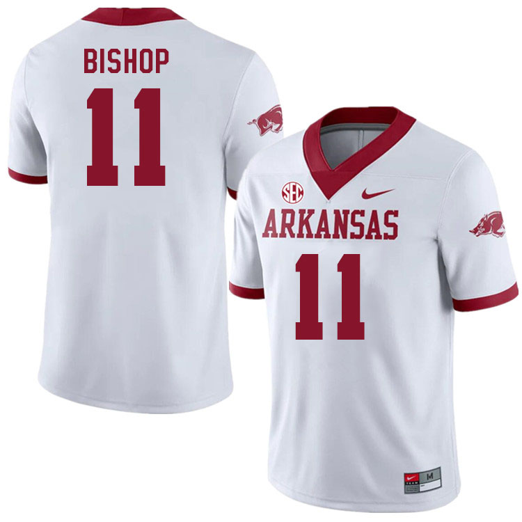 Men #11 LaDarrius Bishop Arkansas Razorback College Football Jerseys Stitched Sale-Alternate White